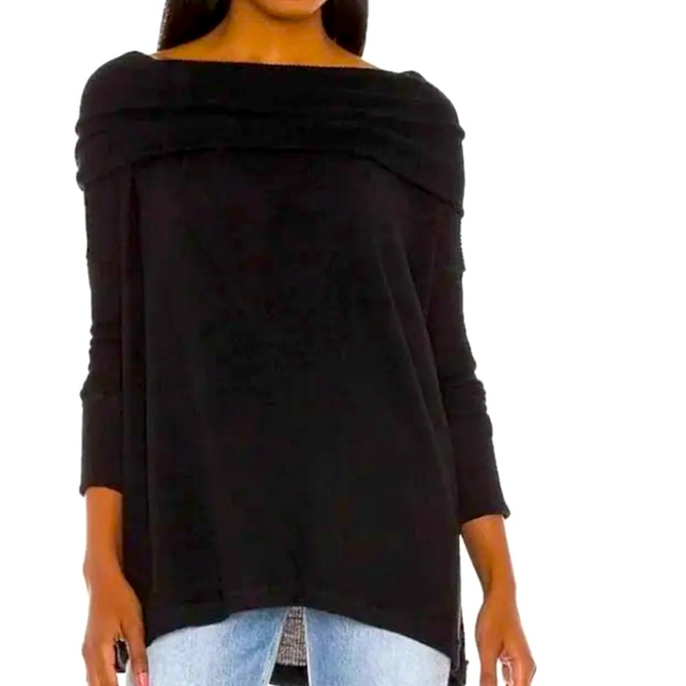 Free people juicy long sleeve top sweater black size M nwt